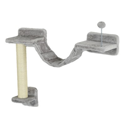 Gray Sisal Wall Mounted Cat Climbing Shelf Set
