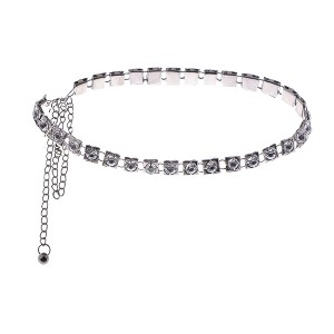 Anna-Kaci Women's Crystal Square Link Waist Chain with Adjustable Extender - Silver - 1 of 4