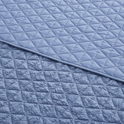 Rowan Blue Quilted Reversible Polyester Throw Blanket