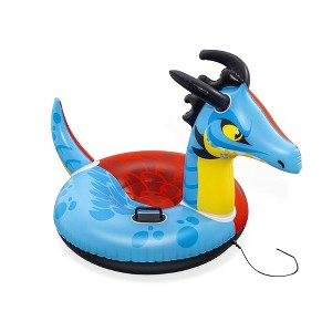 H2OGO! 56 x 38 Inch Dragon Fury Kids Polar Shield Winter Snow Sled Tube for Ages 6 and Up with Pull Rope and Large Handles, Multicolor - 1 of 4