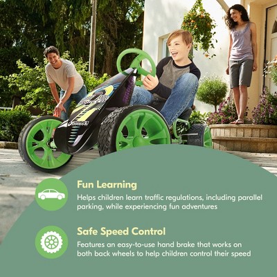 Green Ergonomic Pedal Go-Kart with Low Profile Rubber Tires