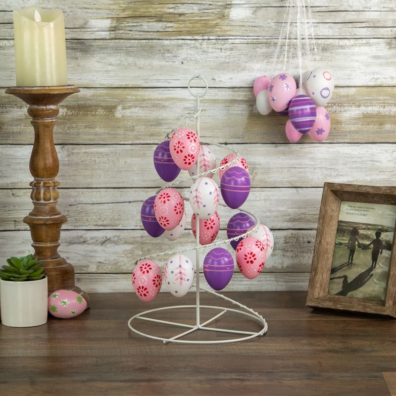 Northlight 14.25" Floral Cut-Out Spring Easter Egg Tree Decoration - White/Pink, 2 of 6