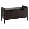 Kings Brand Furniture Huber Wood Storage Shoe Bench with Doors, Espresso - 2 of 3