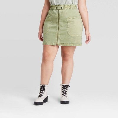 plus size khaki denim skirt