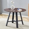 DOMETOUR Modern Minimalist 42 Round Dining/Coffee Table, MDF Deep Wood Grain Top, Black Metal Legs, for Home & Office - 3 of 4