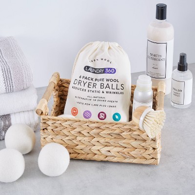 Eco-Friendly Wool Dryer Balls Set with Canvas Bag, 6 Pack