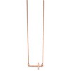 Chisel Stainless Steel Polished Rose IP-plated with Cubic Zirconia Sideways Cross on a Cable Chain Necklace 21.25" with 4.25in ext - 4 of 4