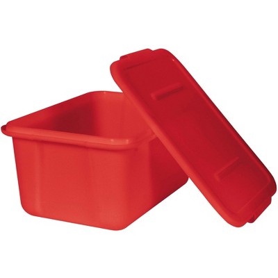 School Smart Storage Bin with Non-Snap Lid, 15 Quart, Red