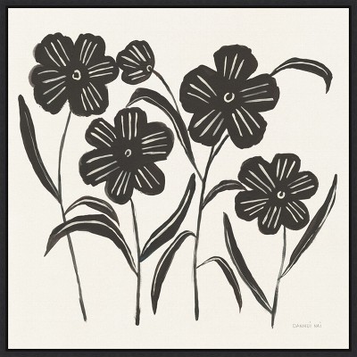 Amanti Art Floral Simplicity I Cream by Danhui Nai Canvas Wall Art Print Framed 22 x 22-in.