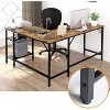 Aoxun L-Shaped Computer Desk, 59" Corner Office Desk with Metal Frame, Large Home Workstation with CPU Stand, Rustic Brown - 4 of 4