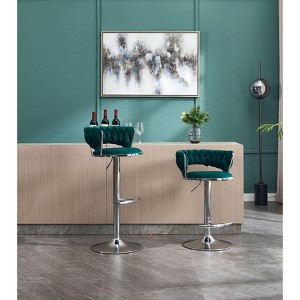 PAGED Bar Stools Set of 2, Height Adjustable Velvet Swivel Modern Counter Stool with Back and Chrome Footrest for Bar, Kitchen, Dining Room - 1 of 4