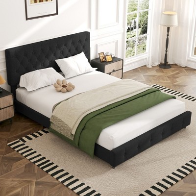 HYLEORY Queen Storage Bed Frame with 4 Drawers & Headboard, Upholstered Platform Bed Frame