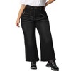 Agnes Orinda Women's Plus Size Casual Stretch Washed Pockets Wide Leg Palazzo Denim Jeans - 2 of 4