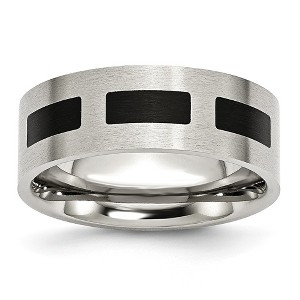 Black Bow Jewelry Stainless Steel & Black Rubber, 8mm Satin Standard Fit Band - 1 of 4