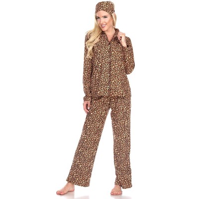 Women s Three piece Pajama Set Brown Small White Mark Target