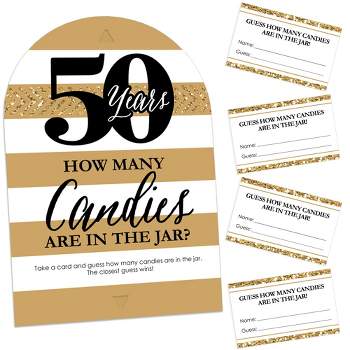 Big Dot of Happiness We Still Do - 50th Wedding Anniversary - How Many Candies Anniversary Party Game - 1 Stand and 40 Cards - Candy Guessing Game
