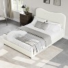 Beige Full Kids Bed Frame with Upholstered Headboard and Soft Boucle Fabric for Girls and Boys, Heavy Duty, Wooden Slats,No Box Spring Needed - 3 of 4