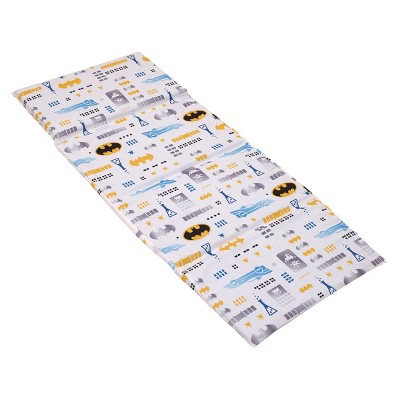 NoJo Warner Bros. Batman The Caped Crusader Blue, Yellow and White Bat-Signal and Batmobile Preschool Nap Pad Sheet