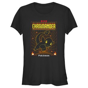 Juniors Womens Pokemon Charmander Retro Grid T-Shirt - 1 of 4