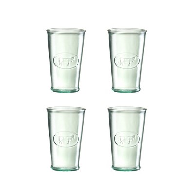 Amici Home Italian Recycled Green Milk Glass, 11oz, Set of 4