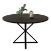 Round Dining Table for 4, 47" Wooden Dining Room Tables with Metal Pedestal, Save Space, Circle Dinner Table for Home Kitchen - 3 of 4