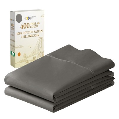 400 Thread Count Pillowcases, 100% Cotton Sateen, Soft & Cooling by California Design Den