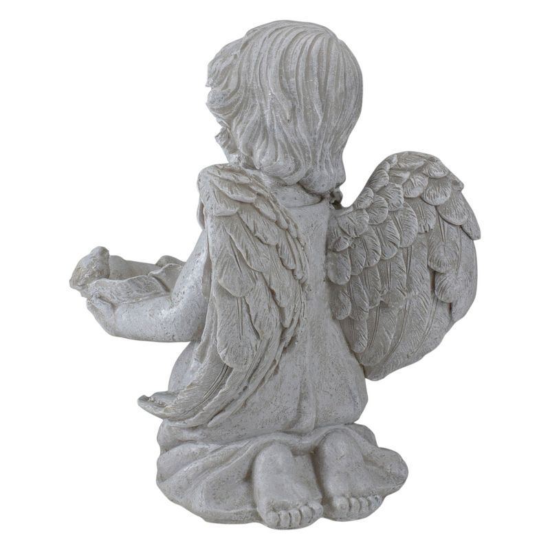 Northlight 9" Kneeling Angel with Flower Bird Feeder Outdoor Garden Statue, 4 of 6