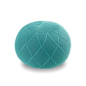 ARTPLAN Round Pouf Ottoman Home knit Floor Foot Pouf Woven Stool For Living Room, Lounge and Bedroom - 1 of 4