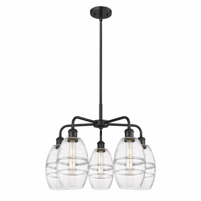 Vaz - 5 Light Stem Hung Chandelier In Industrial Style-13.63 Inches Tall and 23.88 Inches Wide