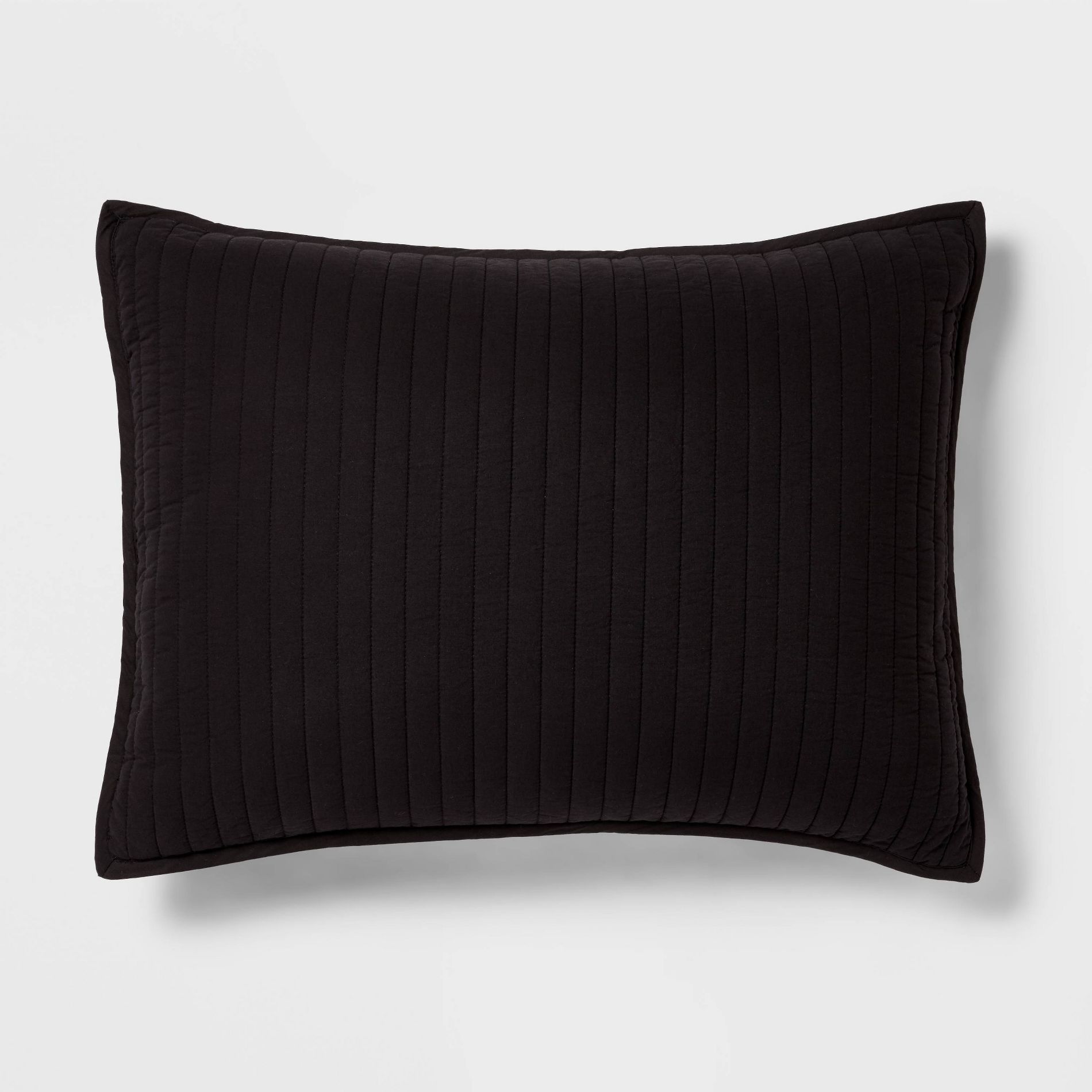 Standard Washed Cotton Sateen Quilt Sham Black - Threshold™: 250 Thread Count, OEKO-TEX Certified, No Fill