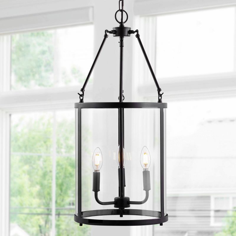12&#34; 3-Light Kinsley Industrial Farmhouse Iron/Glass LED Pendant Oil Rubbed Bronze/Clear - JONATHAN Y, 3 of 12