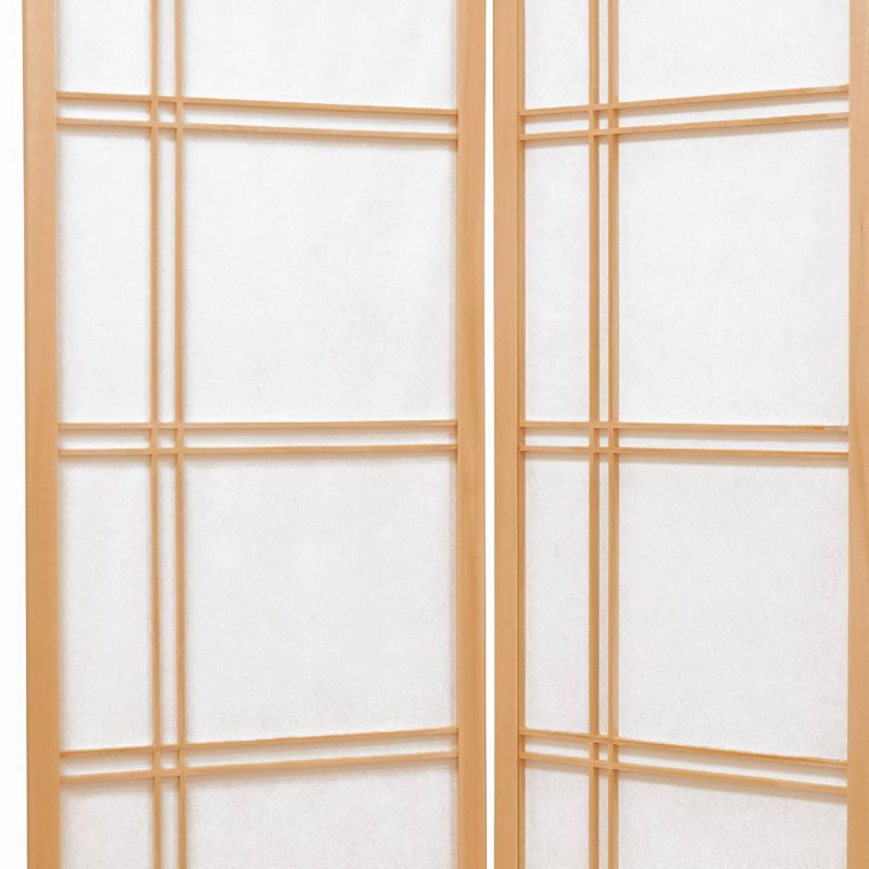 6 ft. Tall Double Cross Shoji Screen - Natural (4 Panels), 3 of 6