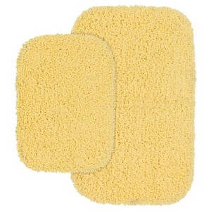 2pc Shaggy Washable Bathroom Rug Set Yellow - Garland Rug: Non-Skid, Nylon, Tufted Bath Mats Set - 1 of 4
