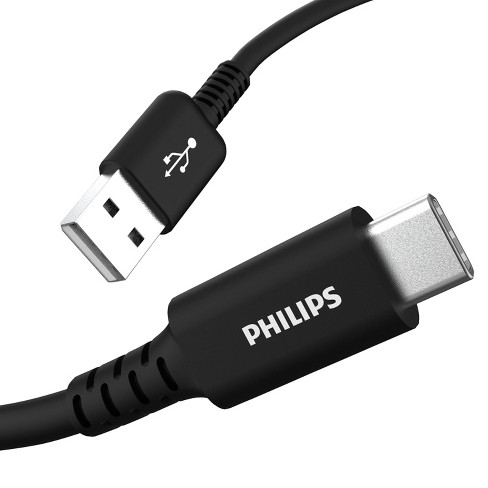 Philips 6' Cable, Usb-a To Usb-c 15w Charge - Black : Target
