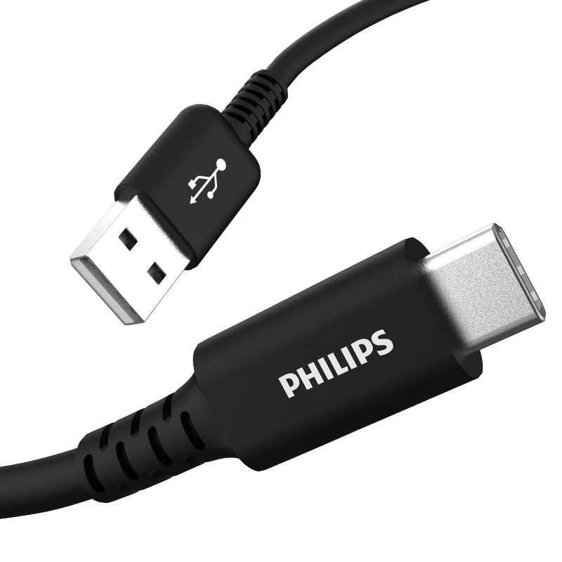 Philips 6' Cable, USB-A to USB-C 15W Charge - Black, 1 of 10