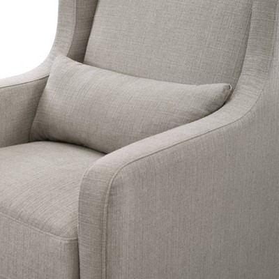 Gray Linen Swivel Glider with Storage Ottoman
