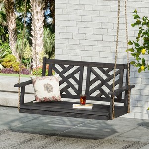 PAGED Swing Chair Outdoor, 2-Seater Hanging Bench With Chains, Patio Furniture Swing For Backyard Garden Poolside - 1 of 4