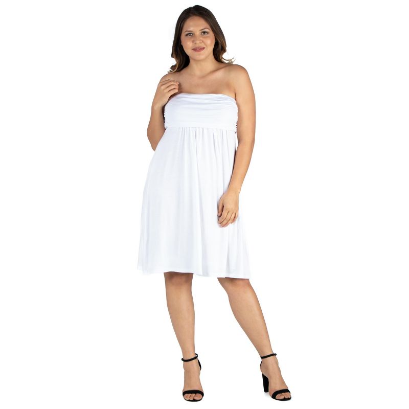 24seven Comfort Apparel Plus Size Knee Length Strapless Dress, 1 of 5