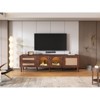 TIRAMISUBEST Mid Century TV Stand 80 Inch Rattan Doors 2 Drawers Open Shelf Woodgrain MDF Solid Wood Legs Soft Close Living Room - 2 of 4