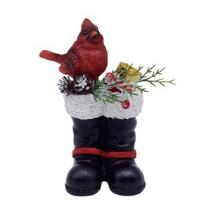 Transpac Resin Santa Boots with Cardinal Figurines Multicolor Christmas Tabletop Decor Easy Care Holiday Gift - 1 of 1