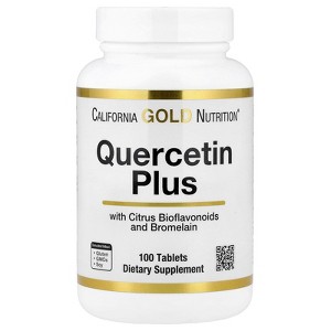California Gold Nutrition Quercetin Plus with Quercetin, Vitamin C, Citrus Bioflavonoids, Bromelain, Turmeric and Vitamin C, 100 Tablets - 1 of 4