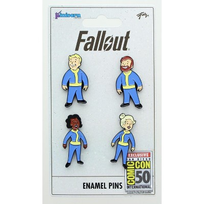 Just Funky Fallout Vault Dweller Pins | Collectible Metal Enamel Pin Set | Includes 4 Pins