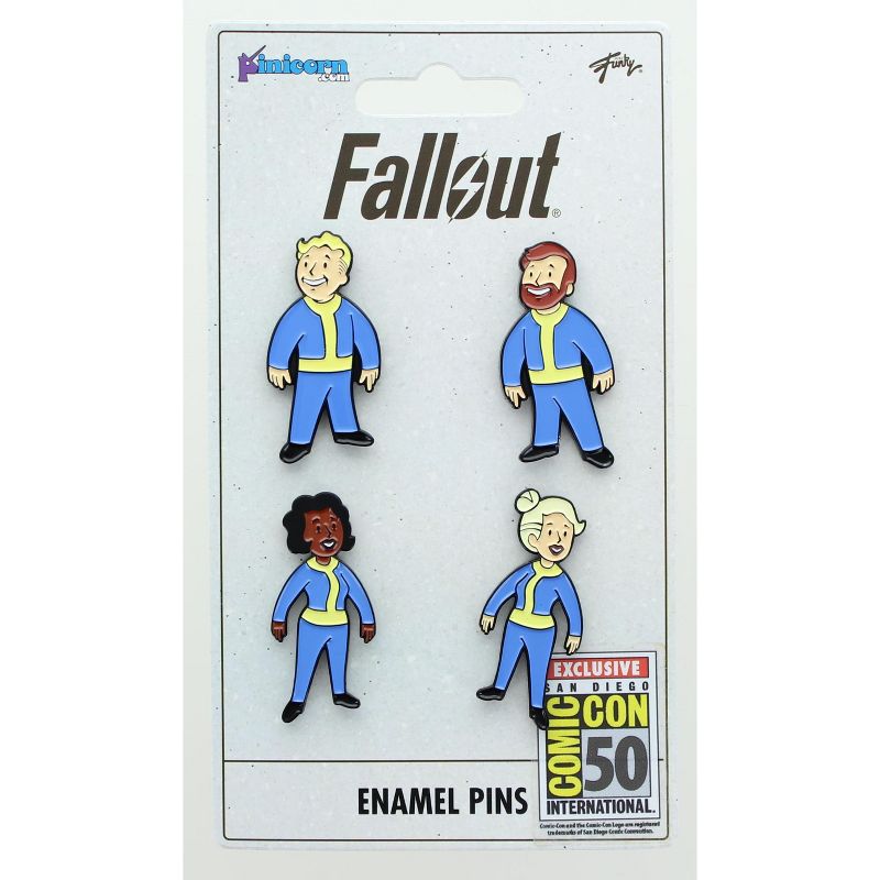 Just Funky Fallout Vault Dweller Pins | Collectible Metal Enamel Pin Set | Includes 4 Pins, 2 of 5