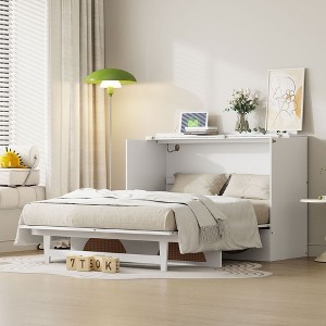 NicBex Queen Size Murphy Bed 72.8" Wooden Frame Murphy Bed Morden Wall Bed with Top Shelf and 1 Spacious Drawer for Living Room - 1 of 4