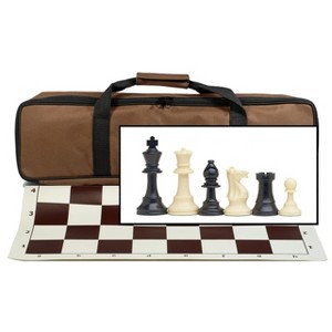 Complete Tournament Chess Set – Plastic Chess Pieces with Roll-up Chess Board and Travel Canvas Bag - 1 of 4