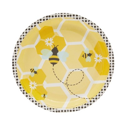 Yellow Bumble Bee Birthday Party Supplies Set - Plates, Napkins, Cups, and Cutlery