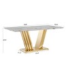 Modern 70'' Rectangular Marble Dining Table,Mirrored Stainless Steel Base,Suitable for 6 People - Maison Boucle - 4 of 4