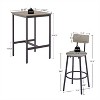 CIPACHO Bar Table Set with 2 Bar stools PU Soft seat with backrest, Grey, 23.62'' W x 23.62'' D x 35.43'' H - 3 of 4