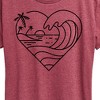 Women's - Instant Message - Heart Ocean Line Art Short Sleeve Graphic T-Shirt - 2 of 4