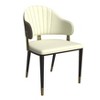 LeisureMod Verve 5-Piece Dining Set, 36" Round Resin Top Table and 4 Leather Dining Chair - 3 of 4